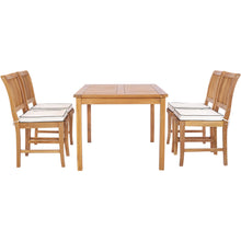 5 Piece Teak Wood Castle 55" Rectangular Small Bistro Dining Set with 4 Side Chairs