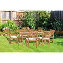 7 Piece Teak Wood Castle 63" Rectangular Medium Bistro Dining Set with 2 Arm Chairs & 4 Side Chairs