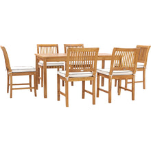 7 Piece Teak Wood Castle 63" Rectangular Medium Bistro Dining Set with 6 Side Chairs