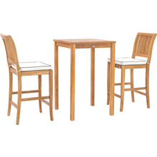 3 Piece Teak Wood Castle Intimate Patio Bistro Bar Set with 27" Bar Table & 2 Barstools