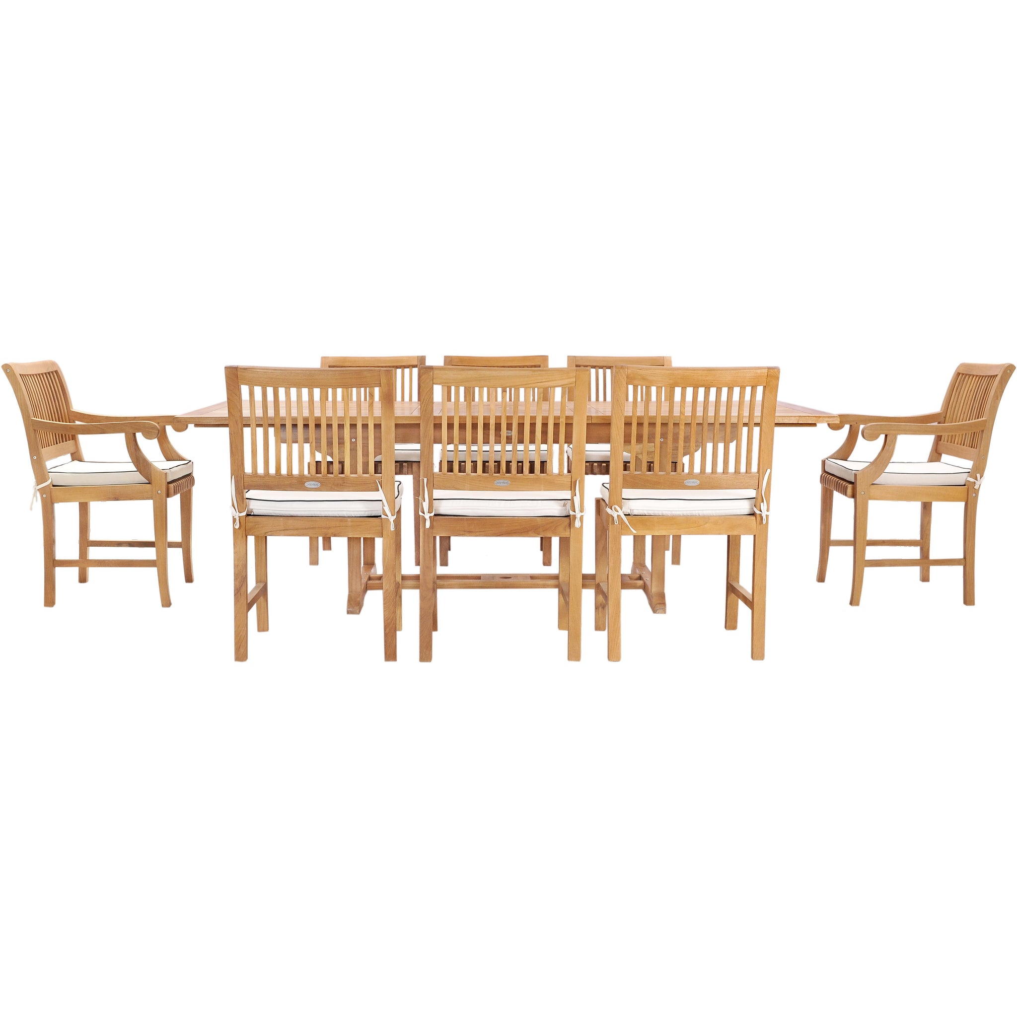 9 Piece Teak Wood Castle Patio Dining Set with Rectangular Extension ...