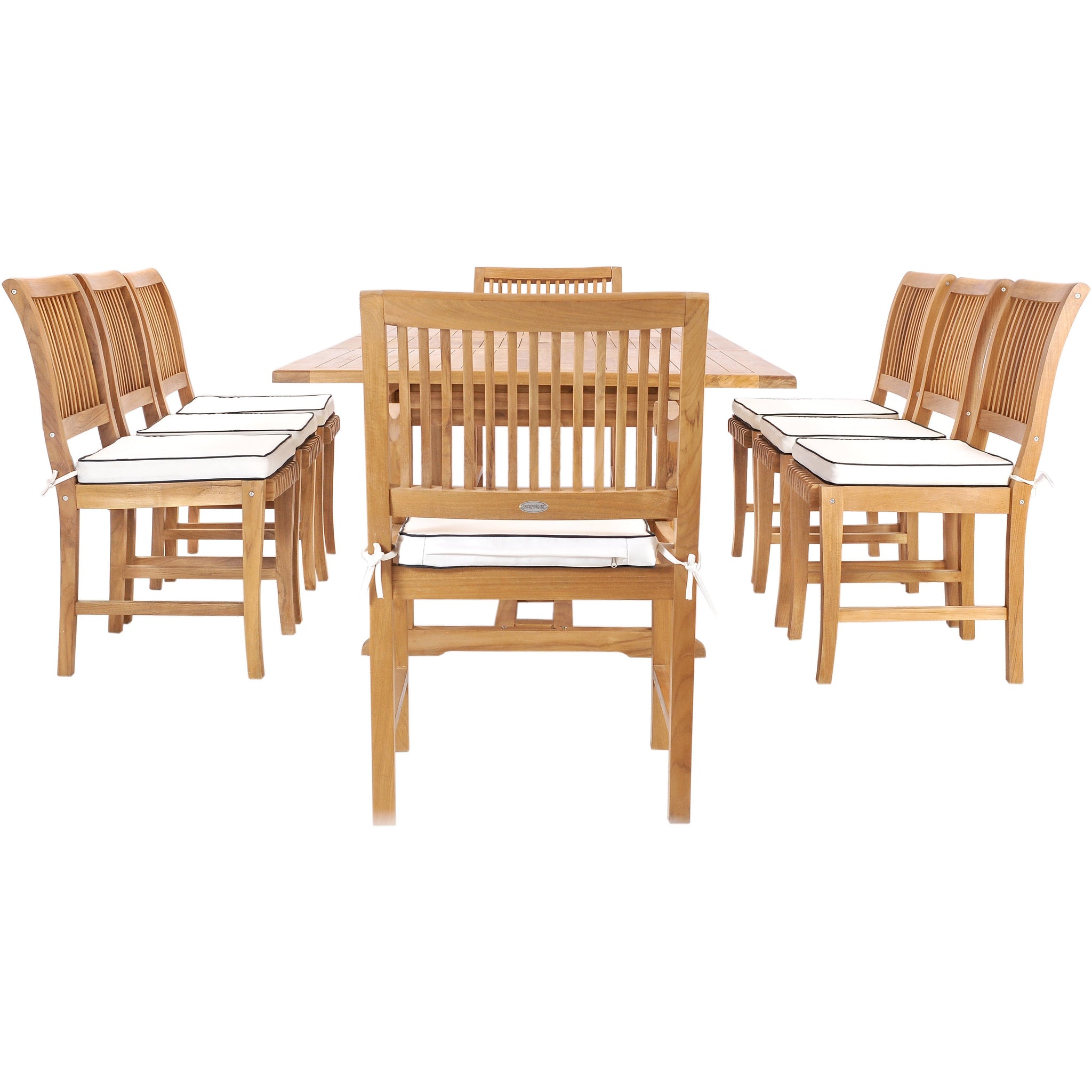 9 Piece Teak Wood Castle Patio Dining Set with Rectangular Extension ...