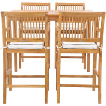 5 Piece Teak Wood Castle 55" Rectangular Small Bistro Bar Set including 4 Barstools with Arms