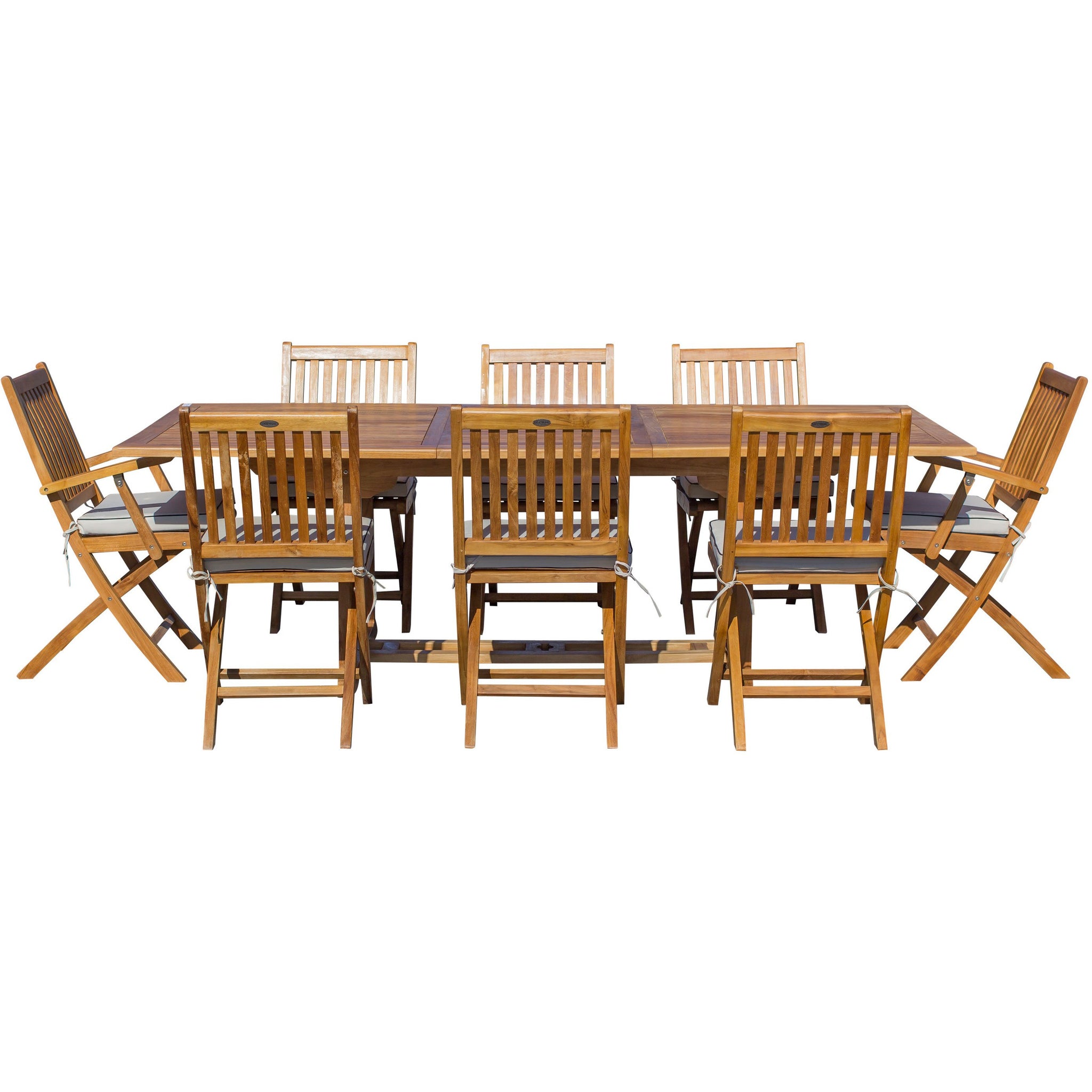 9 Piece Teak Wood Santa Barbara Patio Dining Set with Rectangular ...