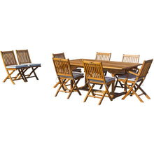 9 Piece Teak Wood Santa Barbara Patio Dining Set with Rectangular Extension Table, 2 Folding Arm Chairs and 6 Folding Side Chairs - Chic Teak