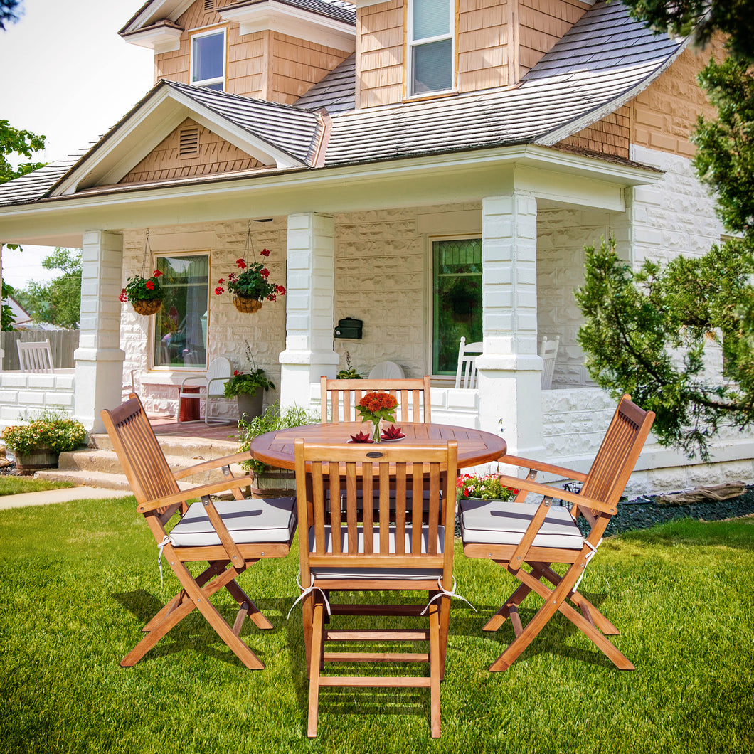 5 Piece Teak Wood Santa Barbara Patio Dining Set, 47
