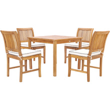 5 Piece Teak Wood Florence Bistro Dining Set with 35" Square Table and 4 Side Chairs