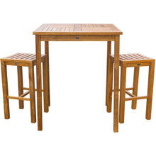 3 Piece Teak Wood Havana Patio Bistro Bar Set with 35" Table & 2 Barstools - Chic Teak