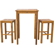 3 Piece Teak Wood Havana Small Patio Bistro Bar Set with 27" Square Table & 2 Barstools - Chic Teak