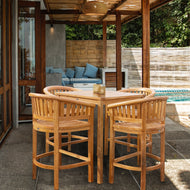 5 Piece Teak Wood Peanut Patio Bistro Bar Set with 4 Bar Chairs and 35" Bar Table - Chic Teak