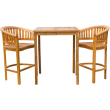 3 Piece Teak Wood Peanut Patio Bistro Bar Set with 2 Bar Chairs and 35" Bar Table - Chic Teak
