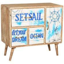 Seaside Mango Wood Chest with 3 Drawers and Cabinet - Chic Teak