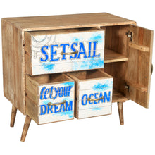 Seaside Mango Wood Chest with 3 Drawers and Cabinet - Chic Teak