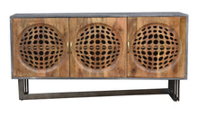 Pakal Recycled Mango Wood Sideboard with 3 Doors and Metal Base
