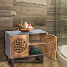 Lamat Recycled Mango Wood Bathroom Linen Cabinet with 2 doors