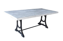 Muan Rustic Grey Wash Mango Wood Dining Table with Ironwork Base