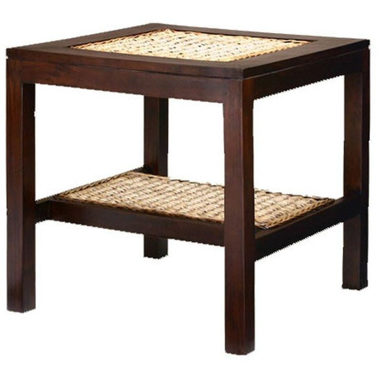 Java Side Table Traditional Java Mahogany Side Table with Banana Leaf Inlays by Chic Teak only $271.88